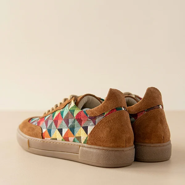 Γυναικεία Δερμάτινα Sneakers New Geometric