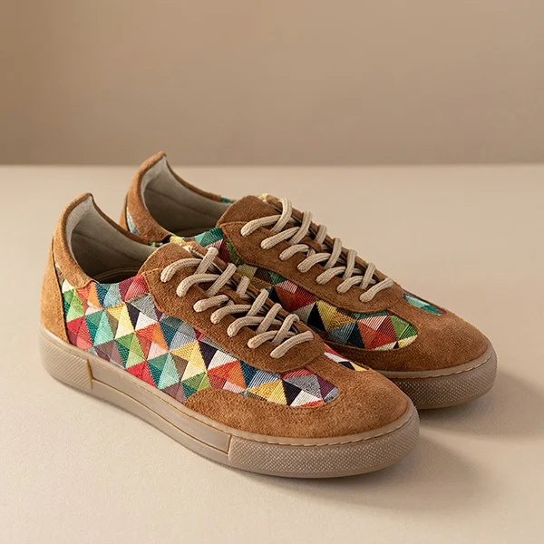 Γυναικεία Δερμάτινα Sneakers New Geometric