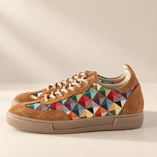 Γυναικεία Δερμάτινα Sneakers New Geometric