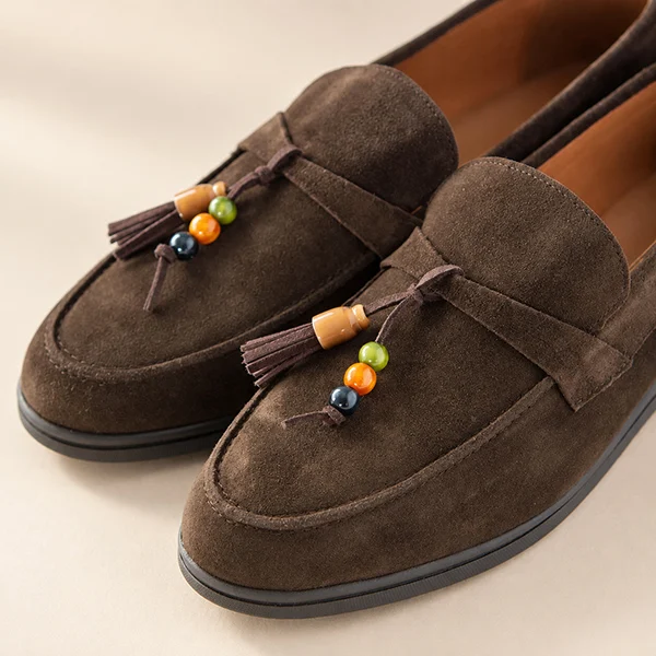 Γυναικεία Δερμάτινα Μοκασίνια Coffee Suede
