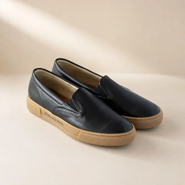 Γυναικεία Δερμάτινα Slip On-Black