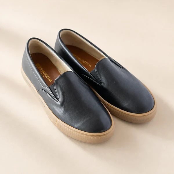 Γυναικεία Δερμάτινα Slip On-Black