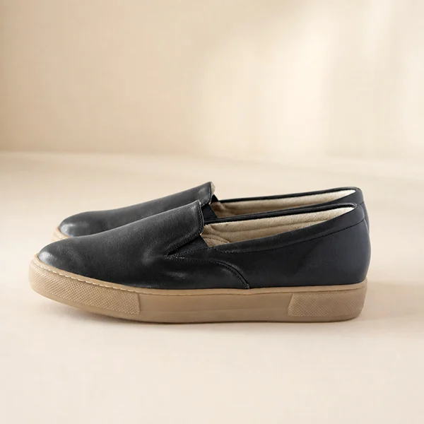 Γυναικεία Δερμάτινα Slip On-Black