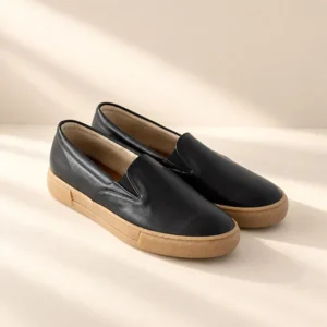 Γυναικεία Δερμάτινα Slip On-Black