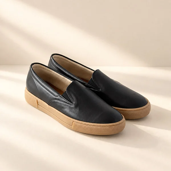Γυναικεία Δερμάτινα Slip On-Black