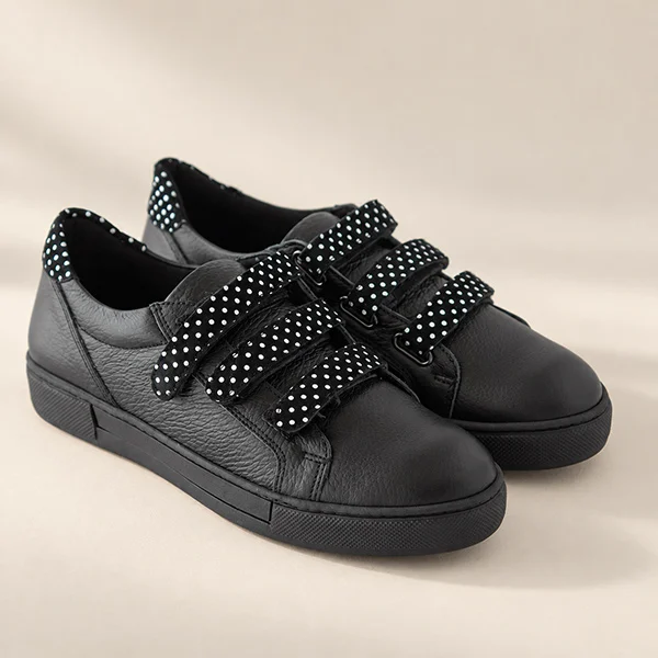 Γυναικεία Δερμάτινα Sneakers Black-Dots Scratch