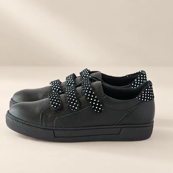 Γυναικεία Δερμάτινα Sneakers Black-Dots Scratch