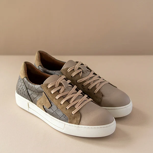 Γυναικεία Δερμάτινα Sneakers Καφέ Croco