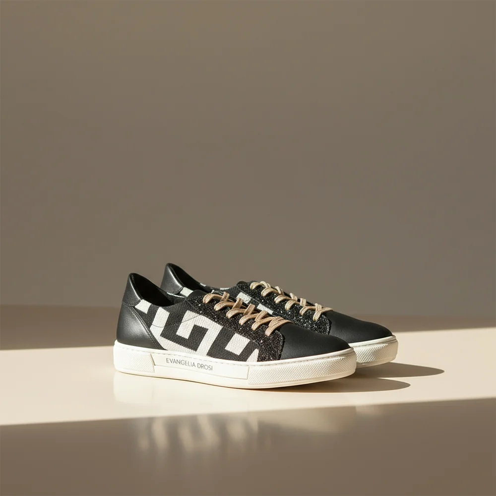 Γυναικεία Δερμάτινα Sneakers Μαύρα Maiandros