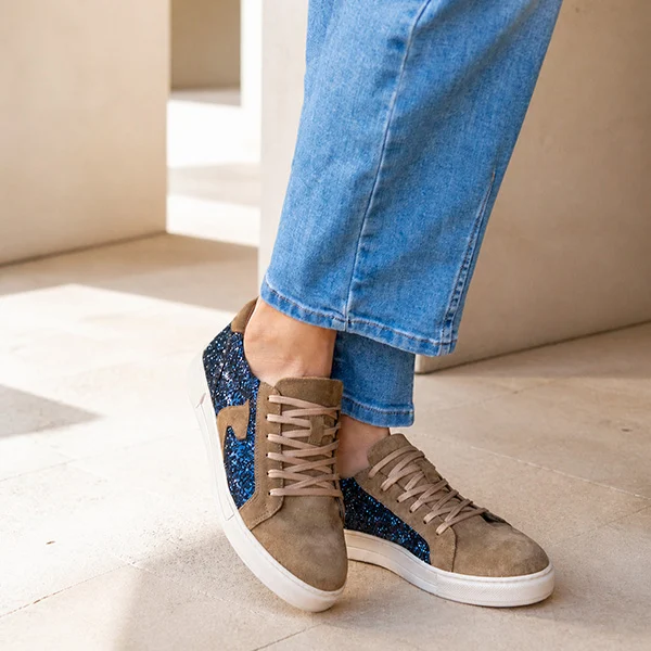 Γυναικεία Δερμάτινα Sneakers Πούρο Glitter