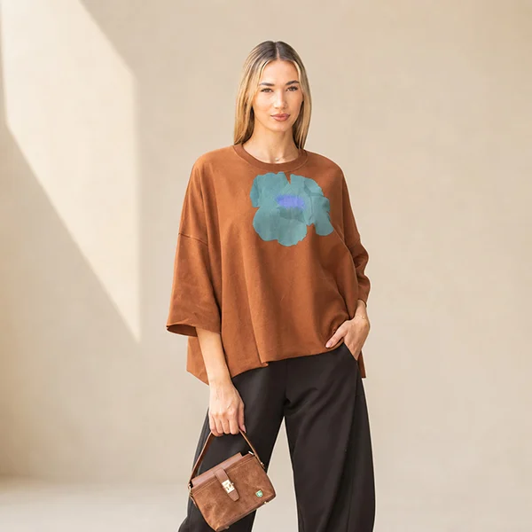 Μπλούζα Oversized με Στάμπα