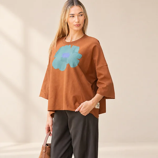 Μπλούζα Oversized με Στάμπα