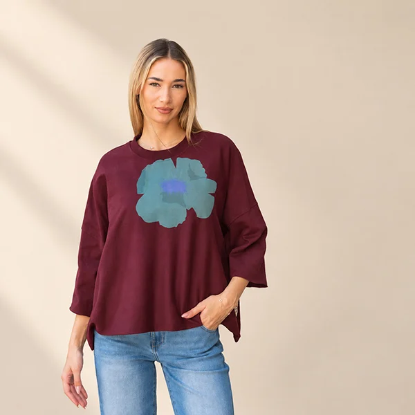 Μπλούζα Oversized με Στάμπα