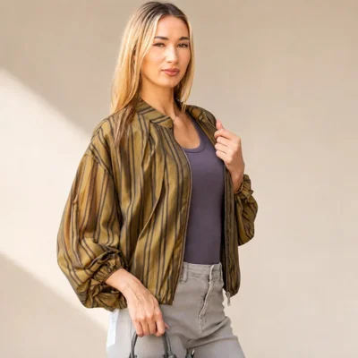 Ριγέ Bomber Μπουφάν