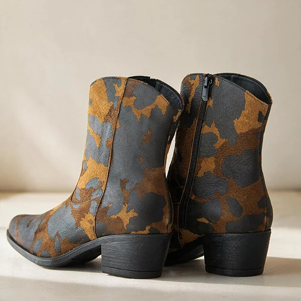 Γυναικεία Δερμάτινα Μποτάκια Animal - Print