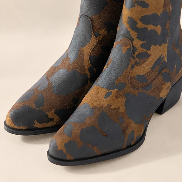 Γυναικεία Δερμάτινα Μποτάκια Animal - Print