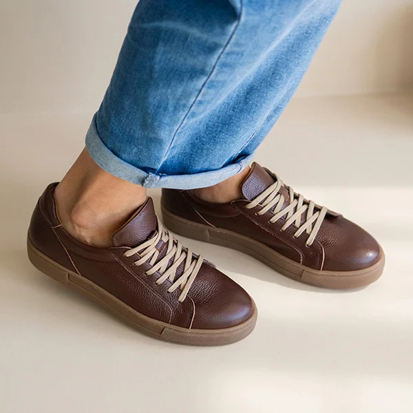 Γυναικεία Δερμάτινα Sneakers Brown - Minimal