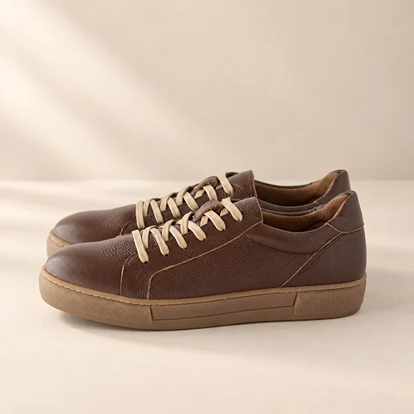Γυναικεία Δερμάτινα Sneakers Brown - Minimal