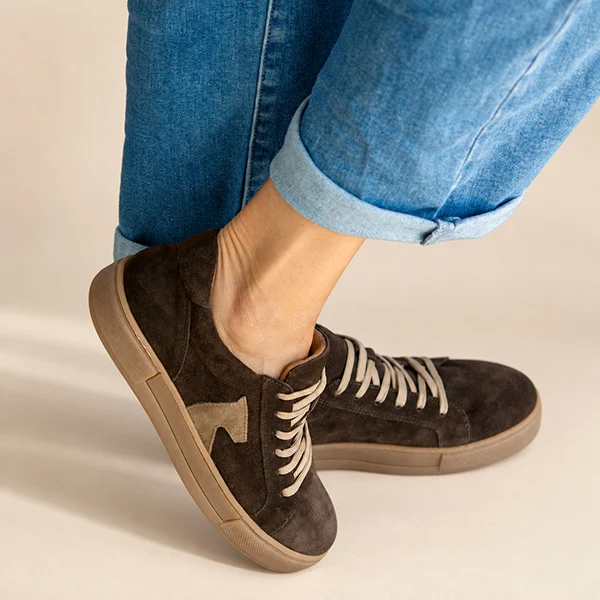 Γυναικεία Δερμάτινα Sneakers Coffee - Suede