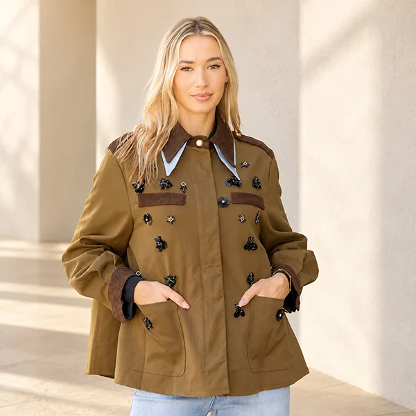 Jacket Λαδί με Διακοσμητικές Λεπτομέρειες