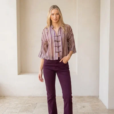 Μελιτζανί Παντελόνι Mom Fit