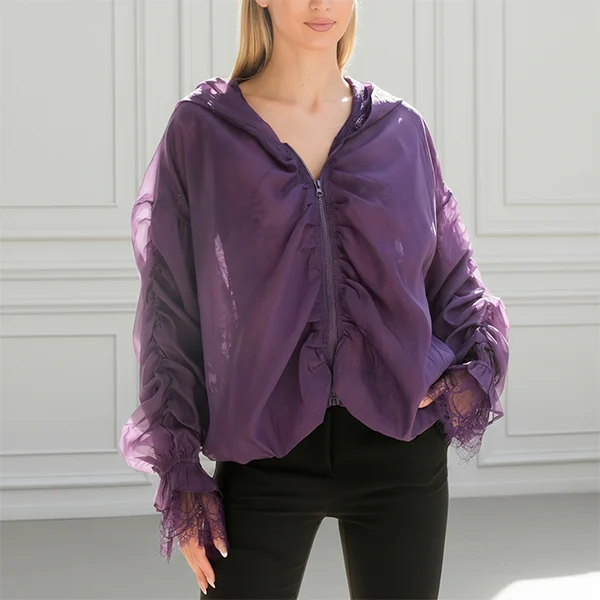 Μωβ Jacket με Δαντελένιες Λεπτομέρειες